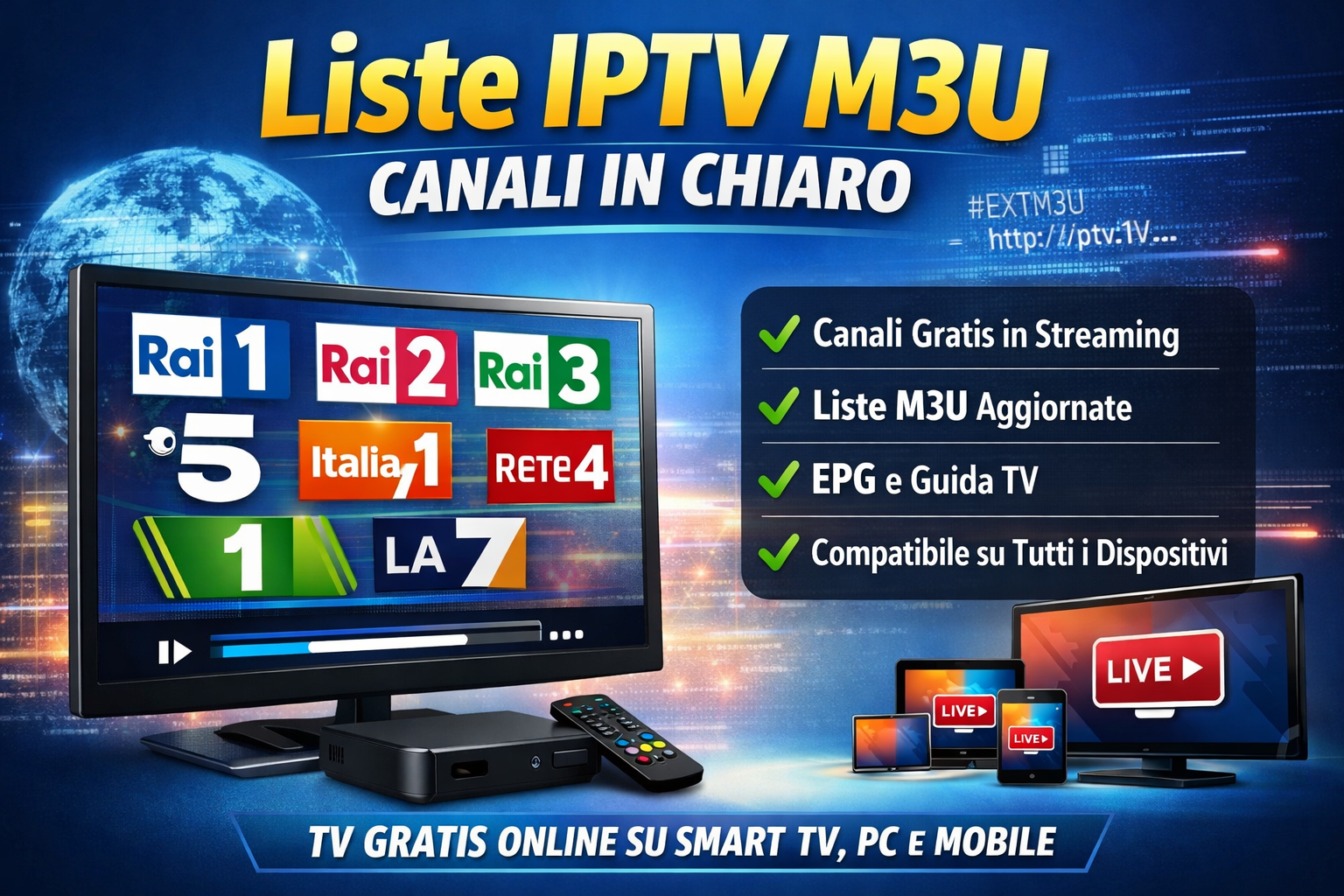 Liste IPTV M3U Canali in Chiaro: Guida Completa, Aggiornata e Funzionante